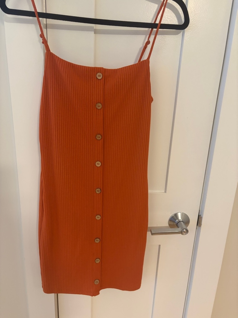⭐️Forever 21 Ribbed Button-Front Spaghetti Strap Mini Dress in Rust - Picture 3 of 3